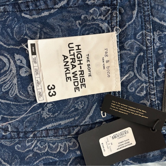 Rag & Bone Blue Paisley High-Rise Ankle Pants - Picture 5 of 9